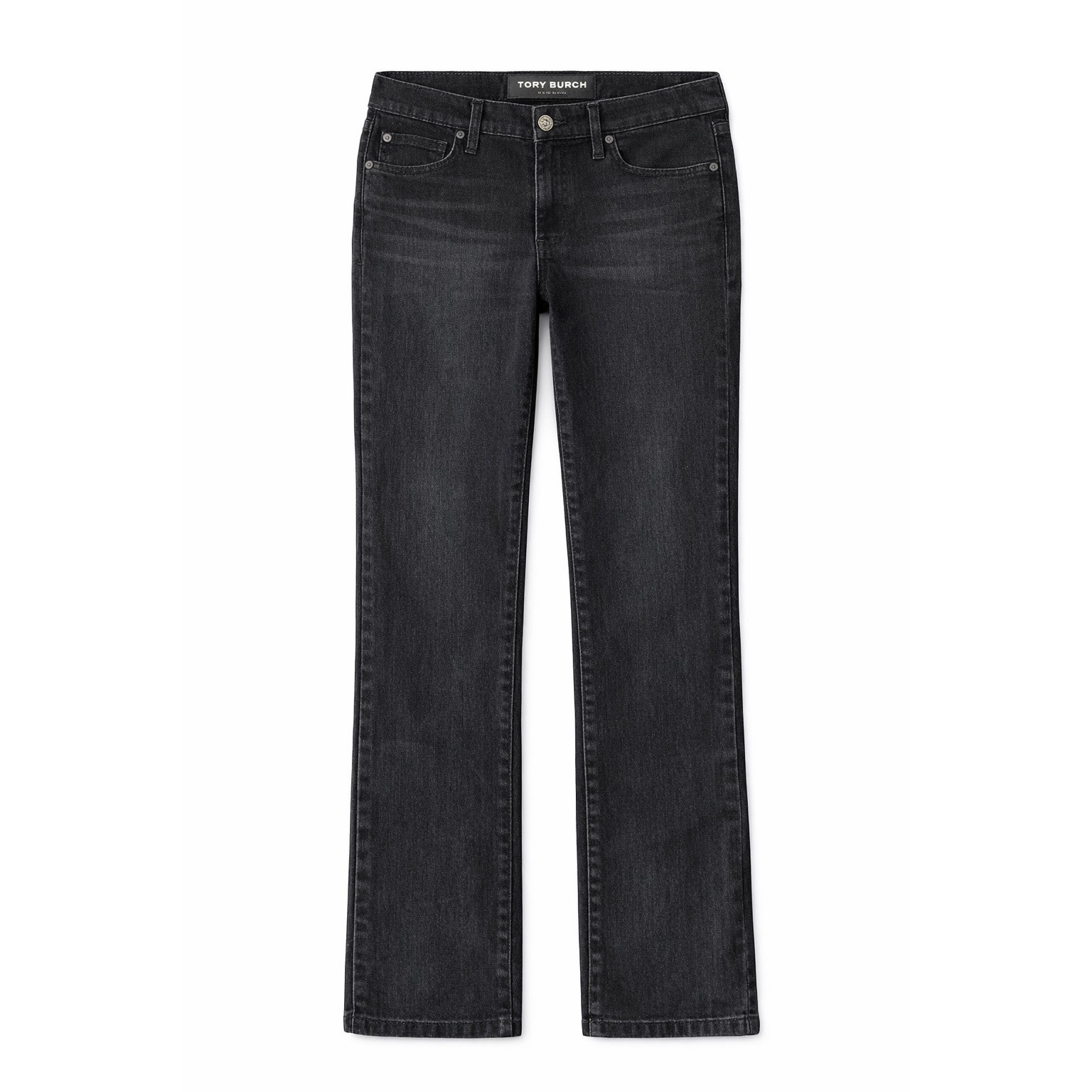 Tory Burch Mid-Rise Straight Leg Clean Black Jeans 29